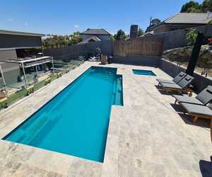 Fiberglass swimming pool with crazy stone