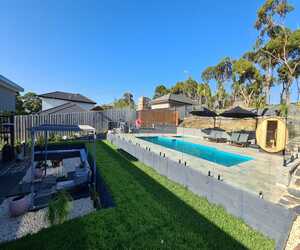 Pool with outdoor area and full landscaping